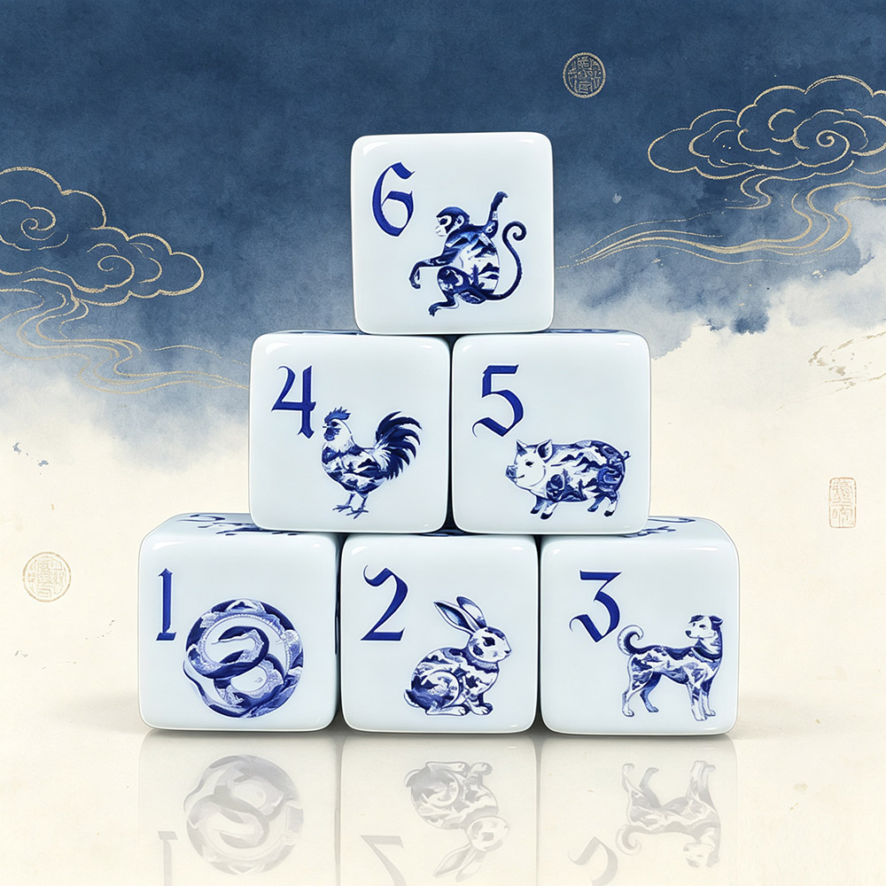 Zodiac Party Games - 12 dés en acrylique imprimés D6