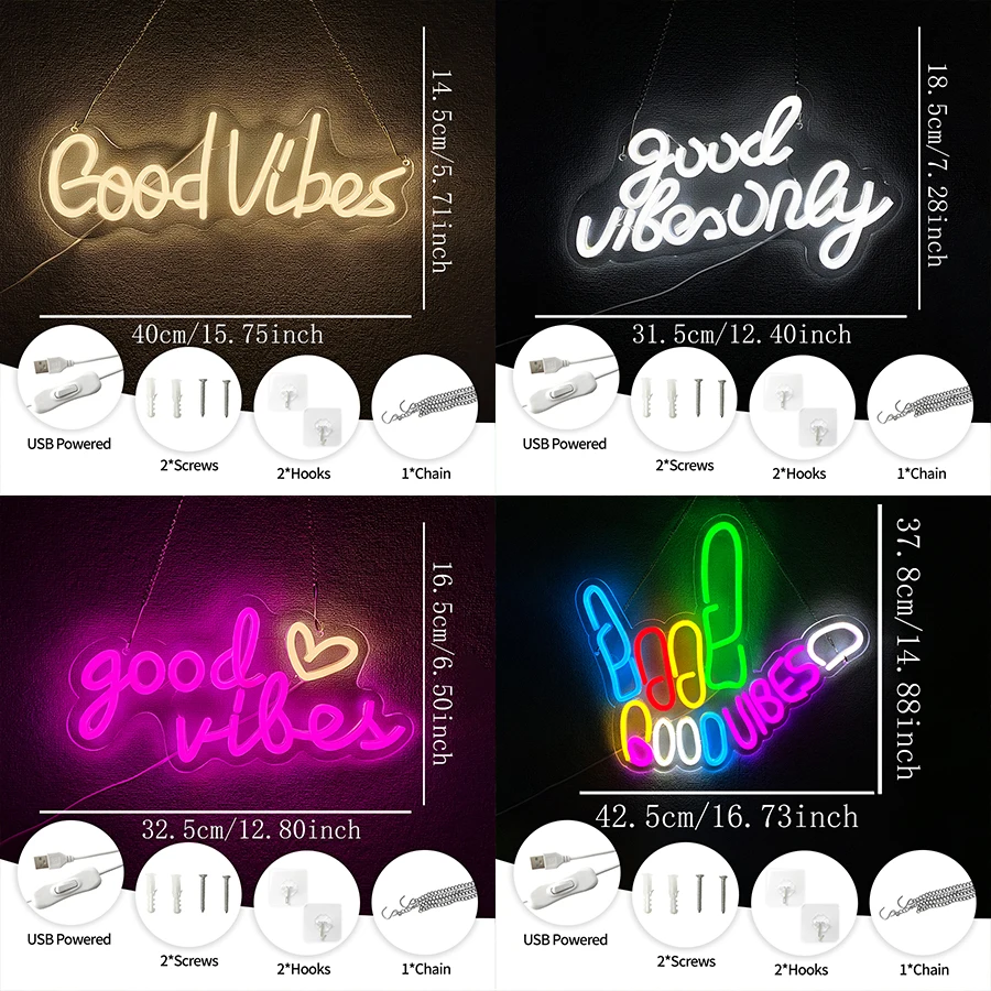 Good Vibes Only – panneaux lum - Party Games Good avis et prix